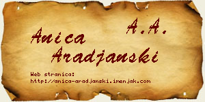 Anica Arađanski vizit kartica